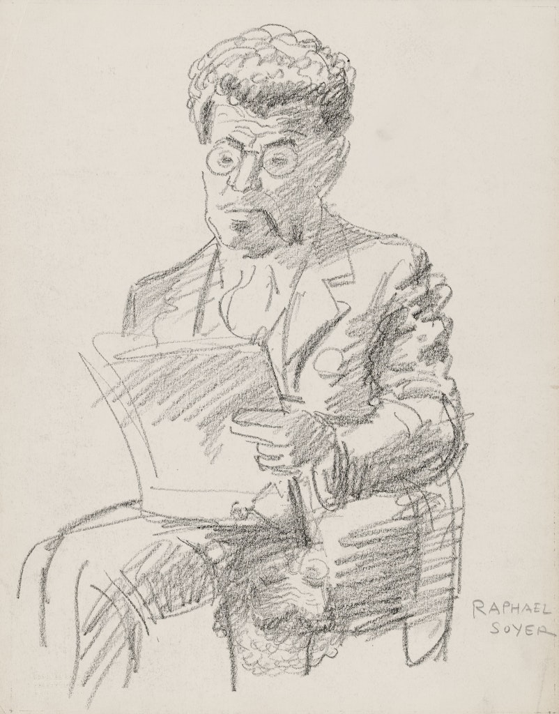 Seated Male with Eyeglasses, Holding Sheet for Reading or Sketching