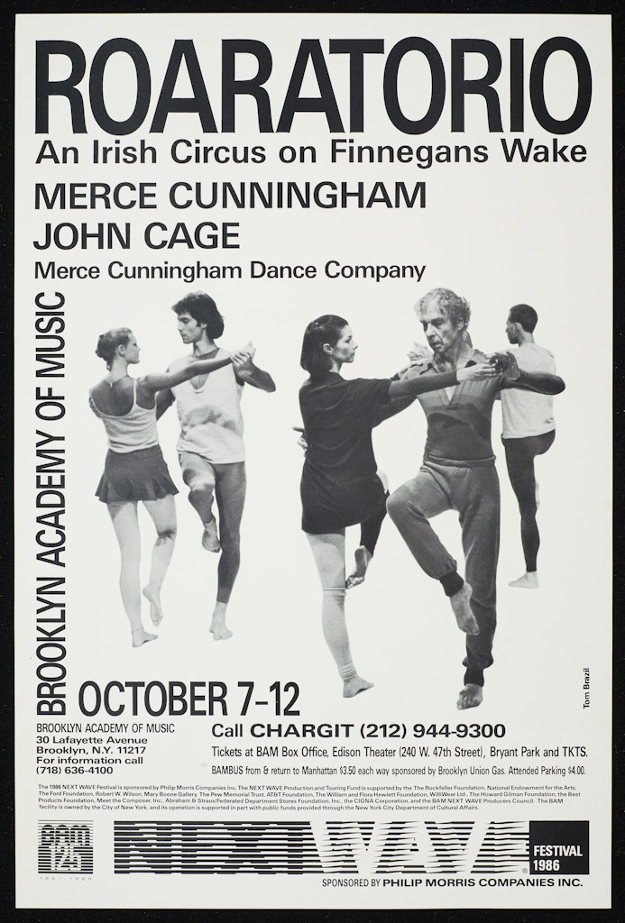 poster for Roaratorio: An Irish Circus on Finnegans Wake Merce Cunningham, John Cage  October 7-12, 1986