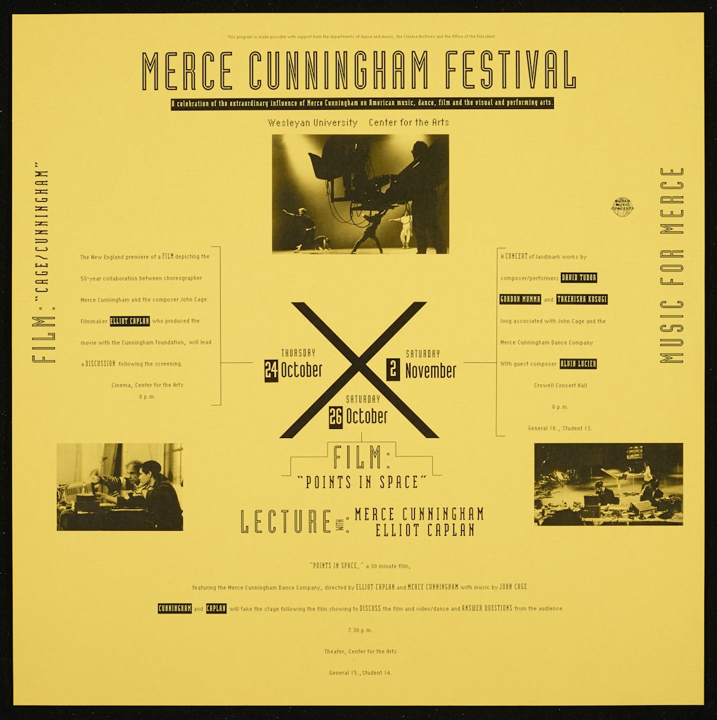 poster for Merce Cunningham Festival: Wesleyan University Center for the Arts