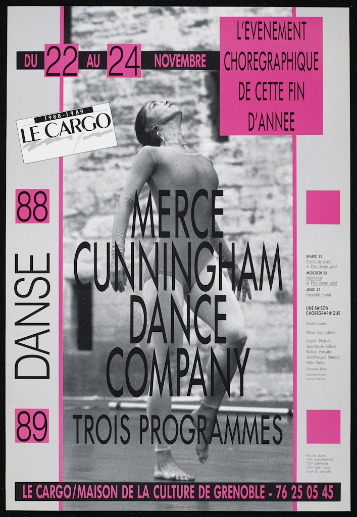 poster for Merce Cunningham Dance Company Trois Programmes November 22 -24, 1988