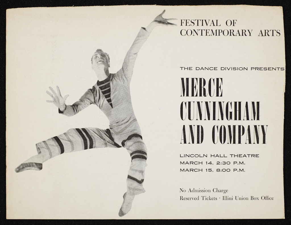 poster for Festival of Contemporary Arts: The Dance Division Presents Merce Cunningham Dance Company Lincoln Hall Theatre