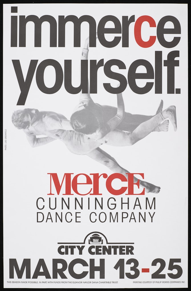 poster for Immerce yourself: Merce Cunningham Dance Company City Center March 13-25, 1994